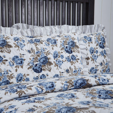 Annie Blue Floral Ruffled King Sham 21x37 VHC Brands - The Fox Decor